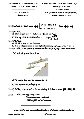 Kiểm tra chất lượng bồi dưỡng đợt I năm học 2015 - 2016 môn thi Toán 10
